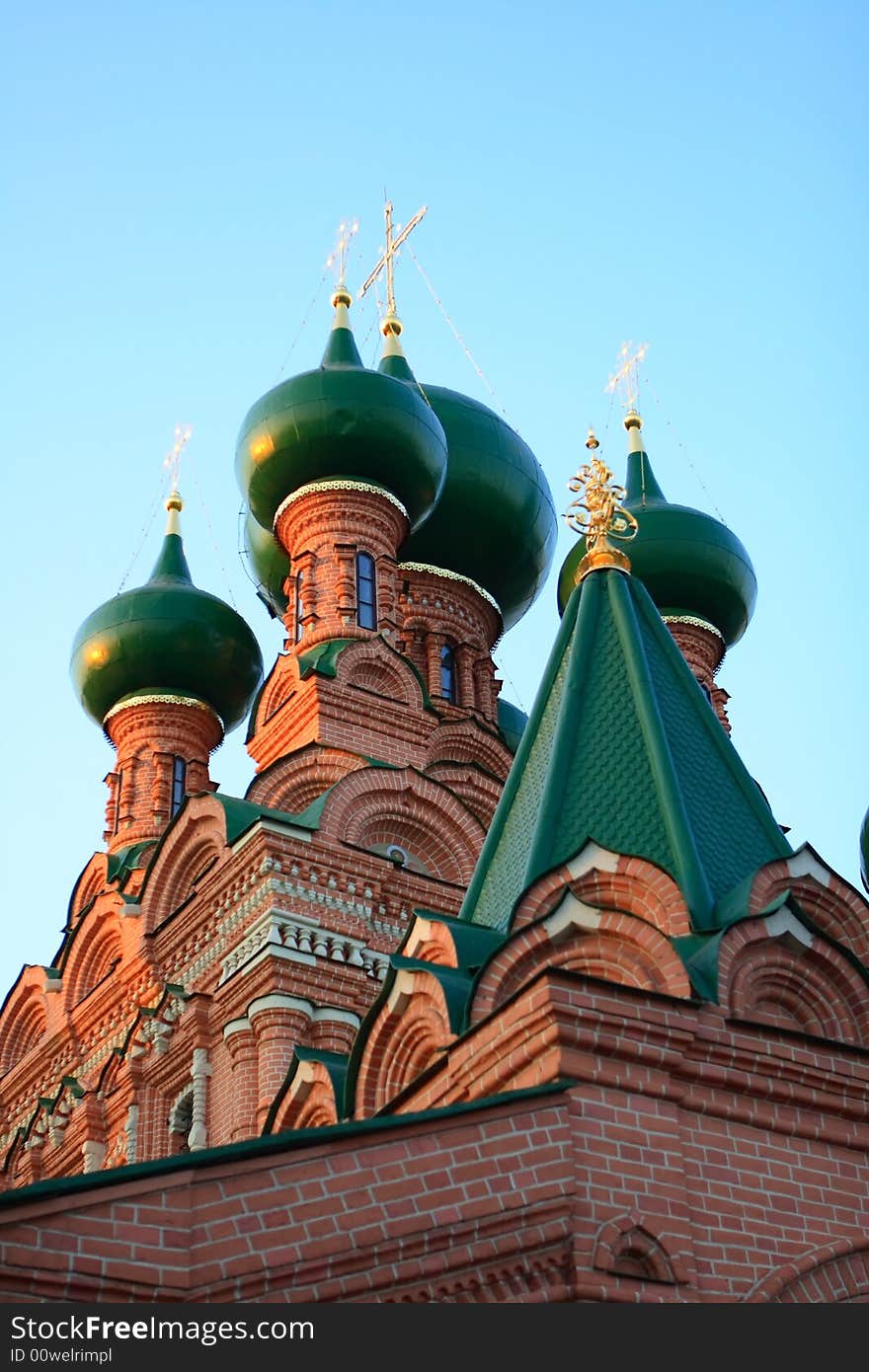 Orthodox temple with green domes