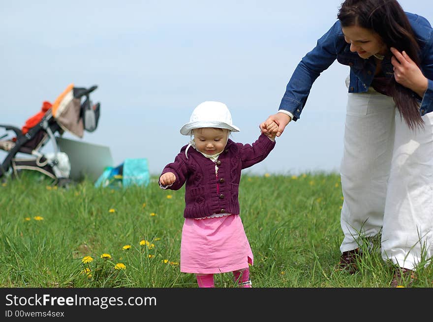 Happy family on green grass. Happy family on green grass