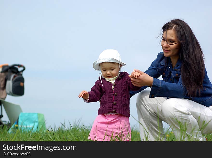 Happy family on green grass. Happy family on green grass