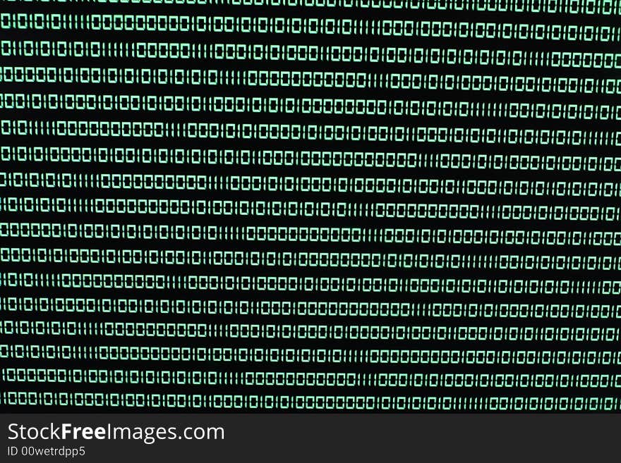 Binary Code in Green on TFT with virus in it