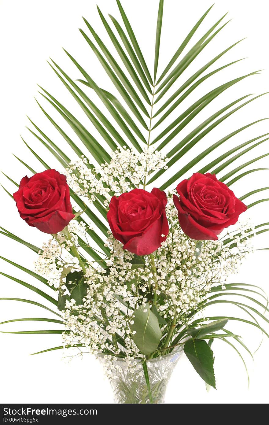 Bouquet from three beautiful red roses