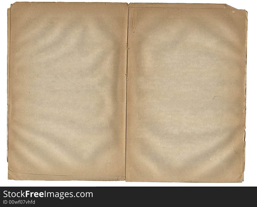 Old book open on both blank shabby pages. Old book open on both blank shabby pages.