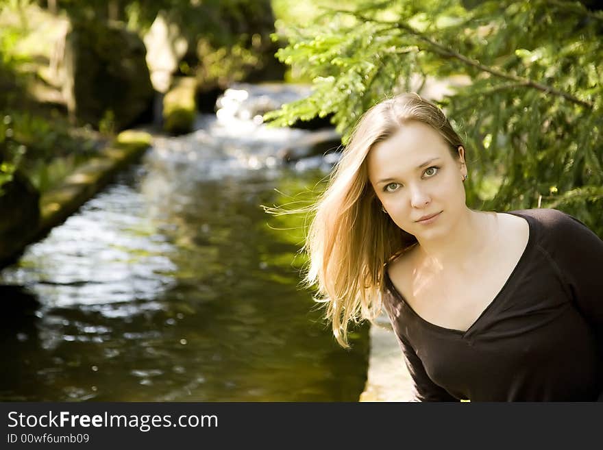 Young Blond Girl Enjoying The Nature. Young Blond Girl Enjoying The Nature