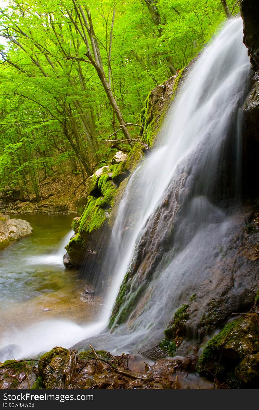 A beautiful little waterfall is in Crimea