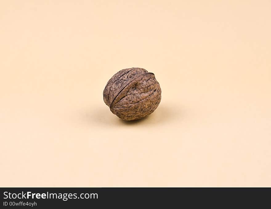 Autumn nuts on the orange background