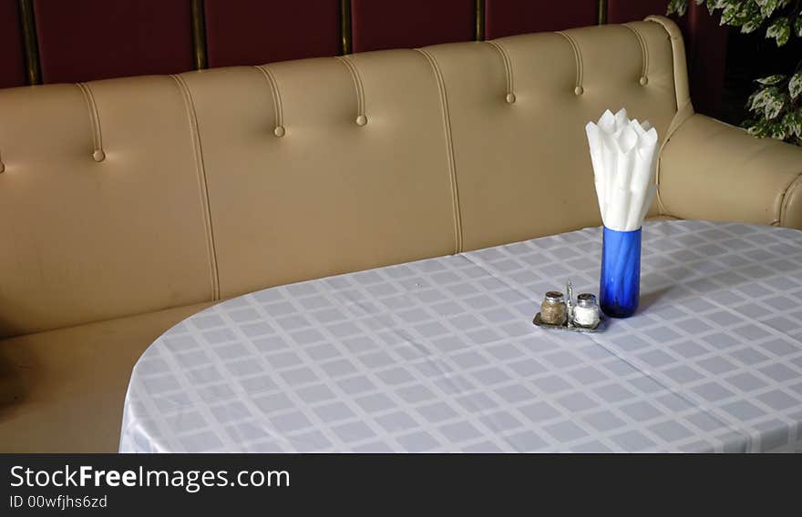 Table and divan at the restaurant