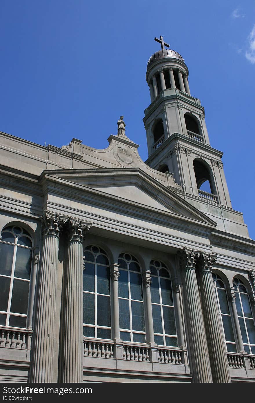 Church steeple in Manhattan's West Village.