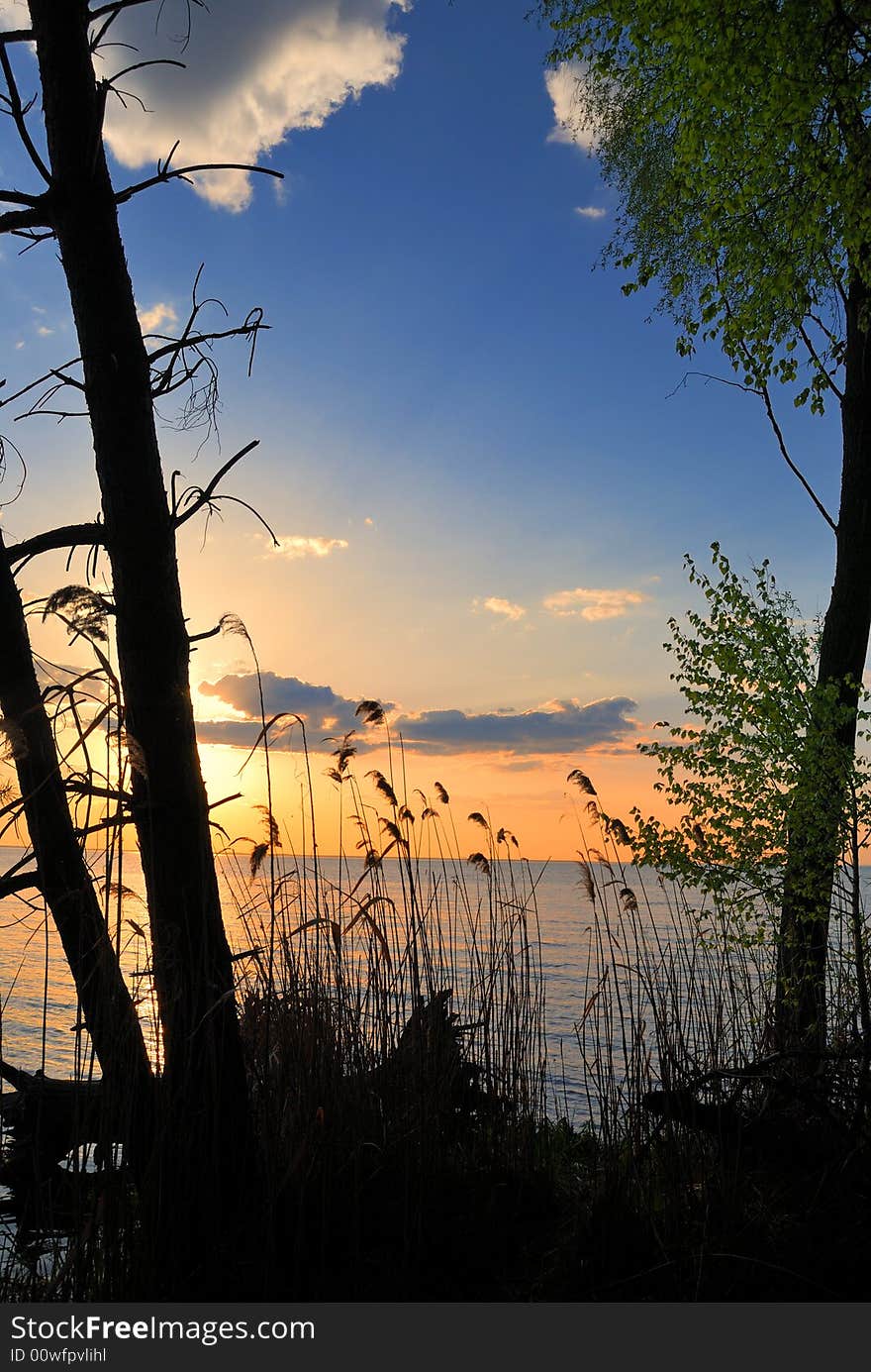 Magnificent sunset in a wild place at the north seaside. Magnificent sunset in a wild place at the north seaside