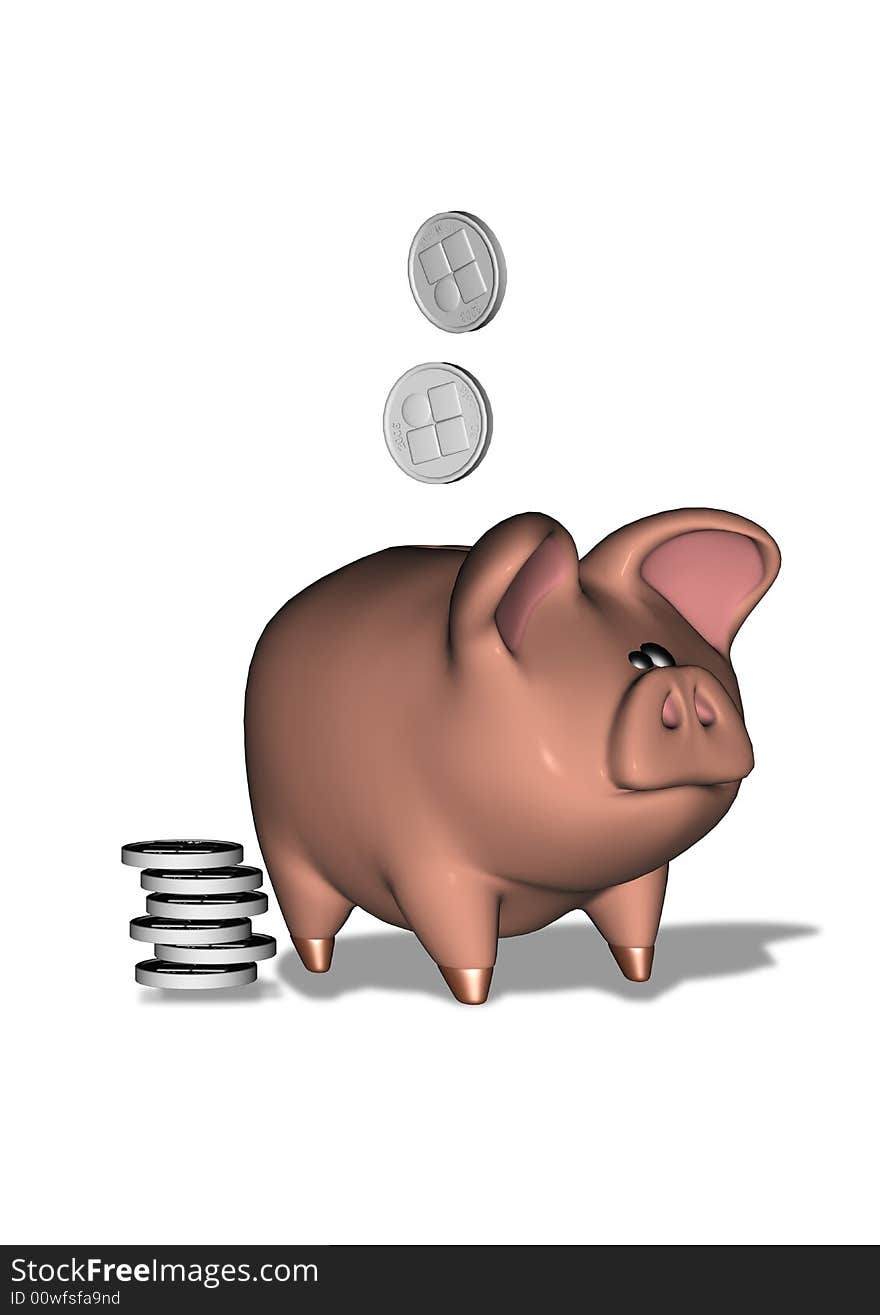 Piggy Bank with Clipping Path