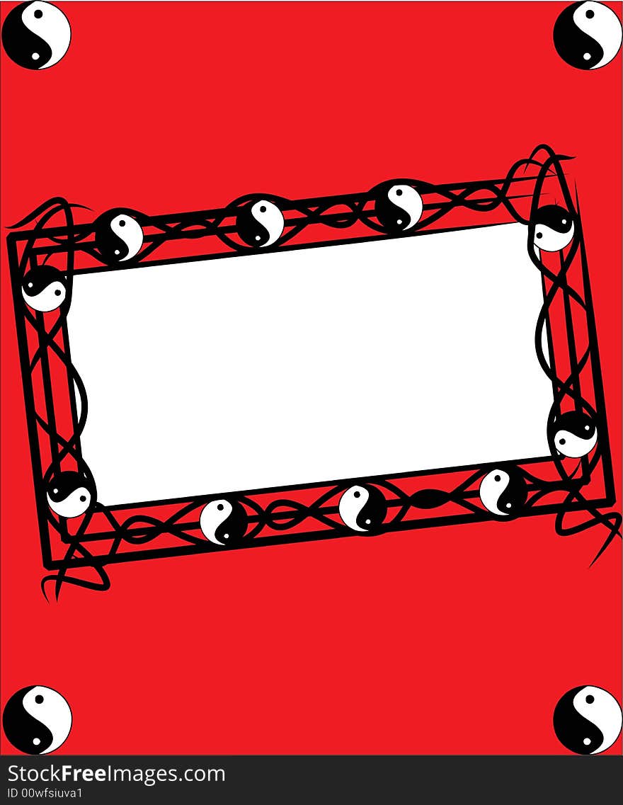 Red, black and white yinyang frame