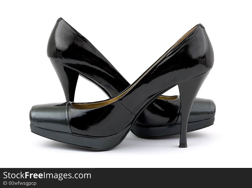 Black women shoes, isolated on white background