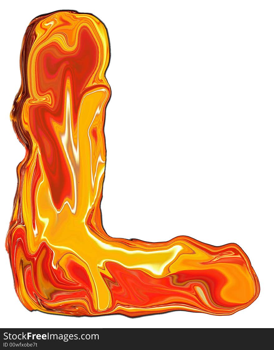 Illustration of isolated Alphabet L in molten colours on white Background