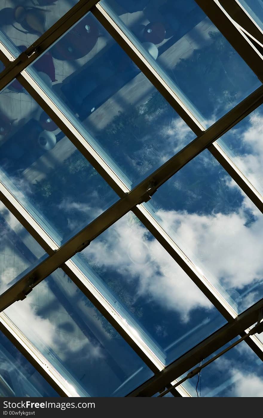 Transparent ceiling of an  modern office building. Transparent ceiling of an  modern office building