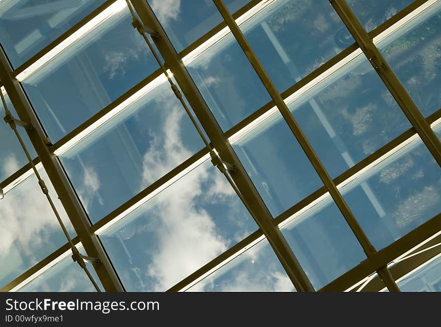 Transparent ceiling of an modern office building. Transparent ceiling of an modern office building