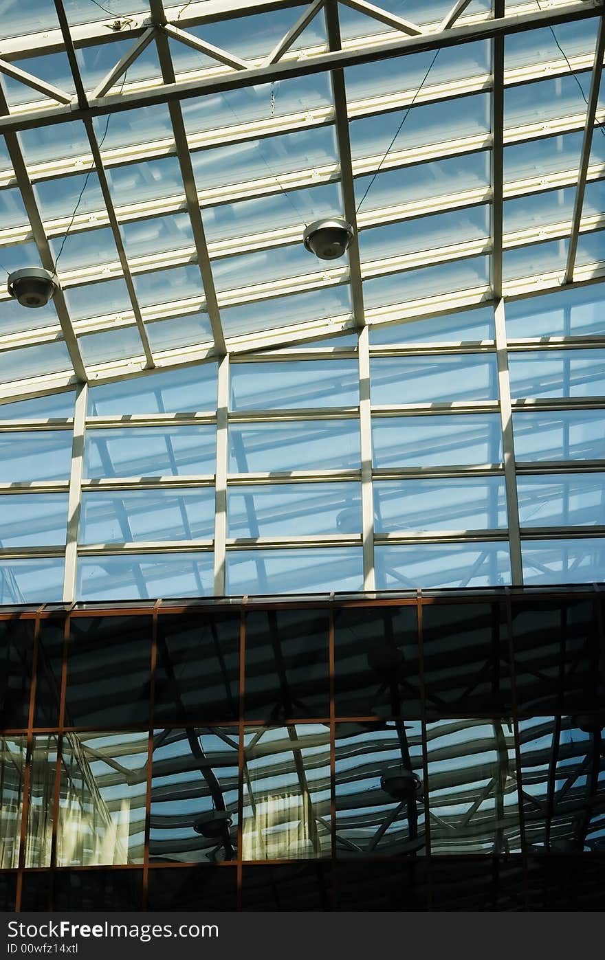 Transparent ceiling of an  modern office building. Transparent ceiling of an  modern office building