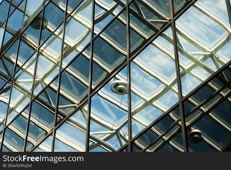 Transparent ceiling of an  modern office building. Transparent ceiling of an  modern office building