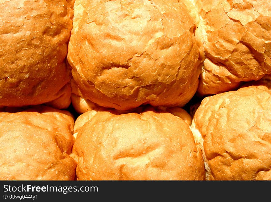 Close up photo of crusty white bread rolls. Close up photo of crusty white bread rolls