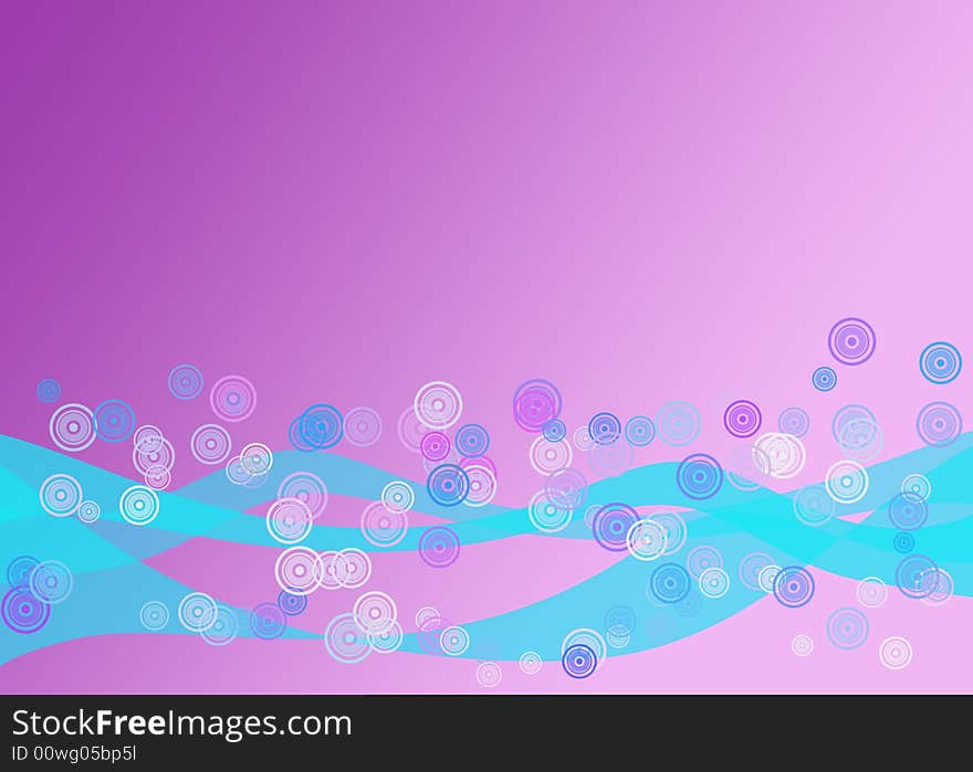 Trendy Circles Flow with the Current of a Blue Stream in an Abstract Illustration. Trendy Circles Flow with the Current of a Blue Stream in an Abstract Illustration.