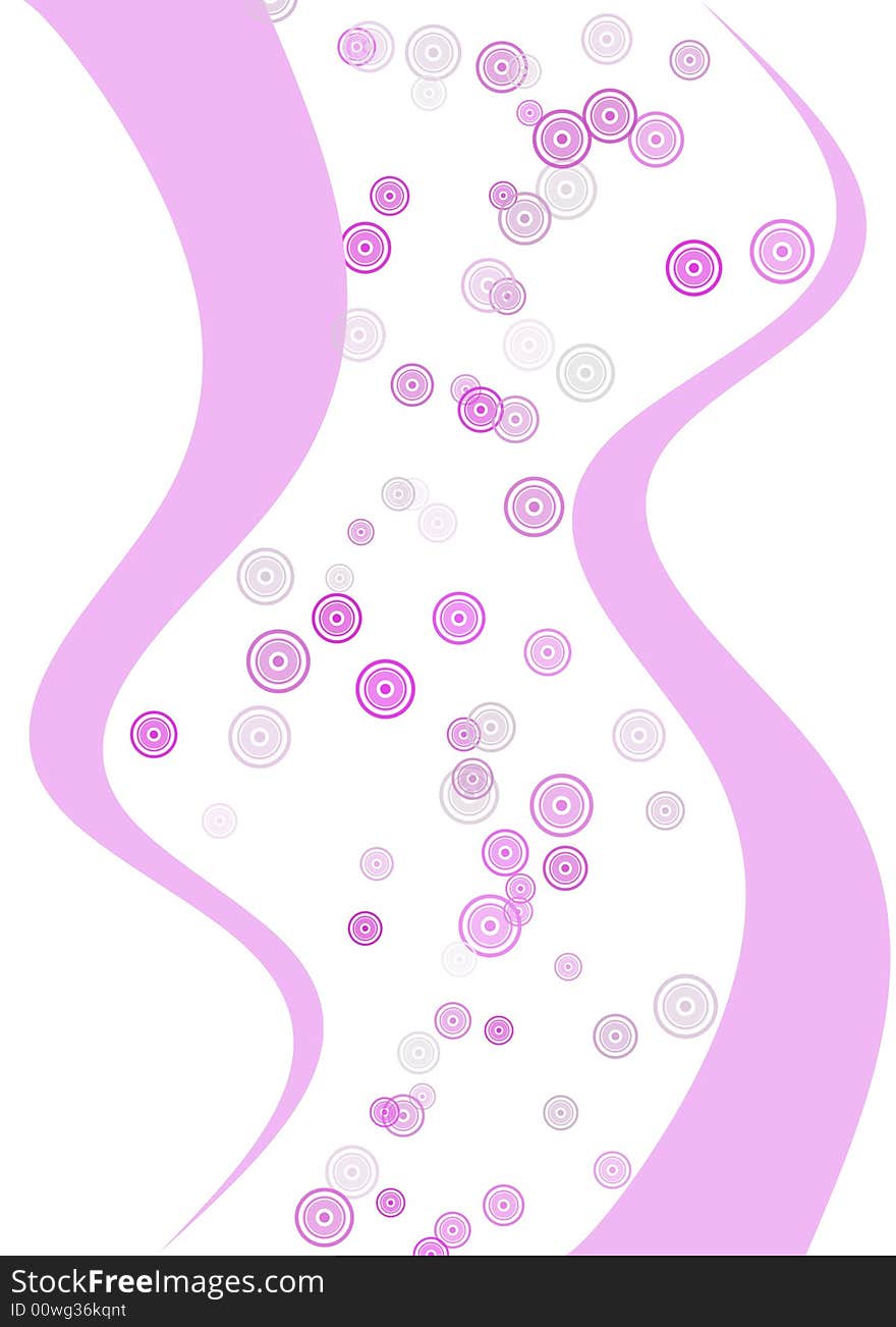 Pink Ribbons Form a Path for a Trail of Retro Circles. Pink Ribbons Form a Path for a Trail of Retro Circles.