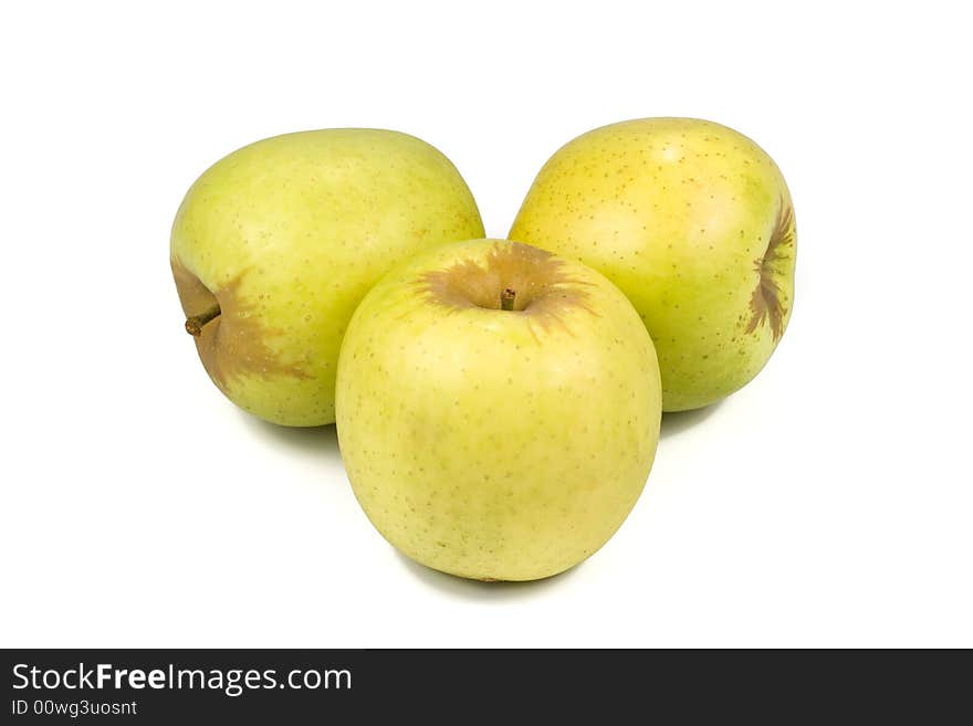 Fresh green apples isolated on a white background