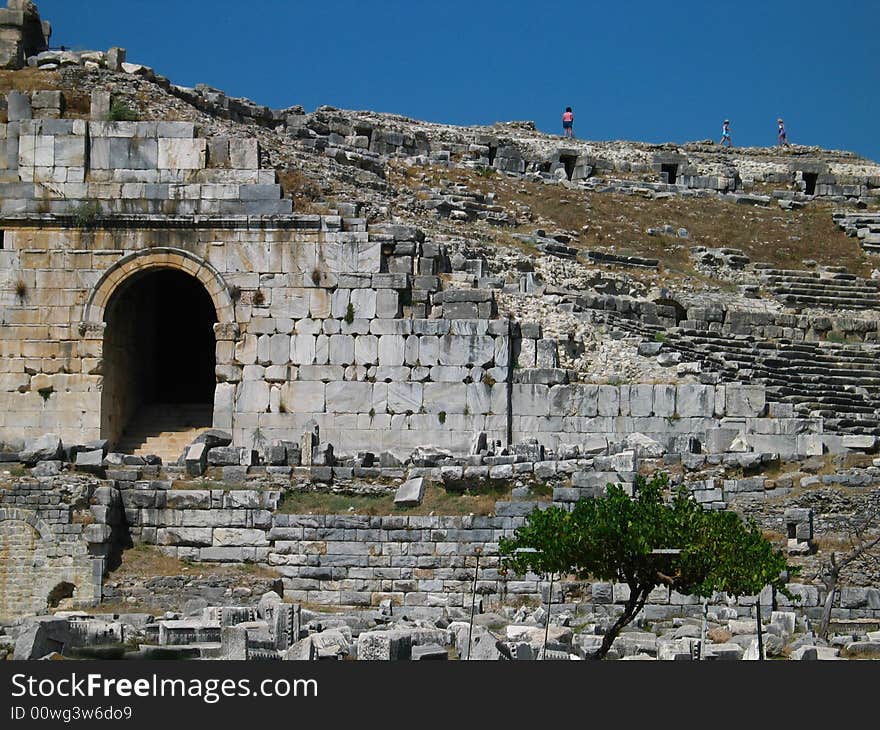 Well preserved amphitheatre in ruined Greek city of Miletus. Well preserved amphitheatre in ruined Greek city of Miletus