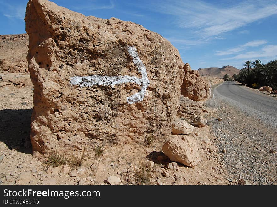 Road sign in semi-desert in Tunisia. Road sign in semi-desert in Tunisia