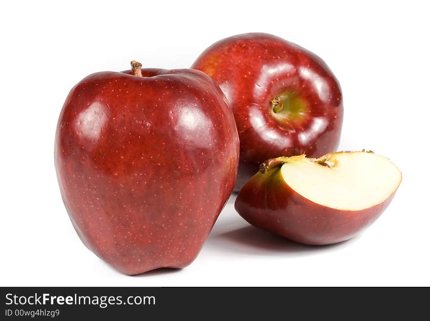 Fresh red apples isolated on a white background