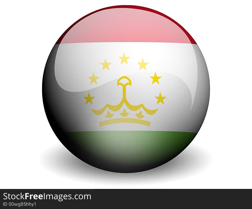 Round Flag of Tajikistan With Glossy Effect