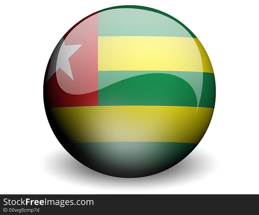 Round Flag of Togo With Glossy Effect