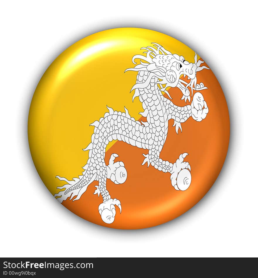 World Flag Button Series - Asia - Bhutan (With Clipping Path). World Flag Button Series - Asia - Bhutan (With Clipping Path)