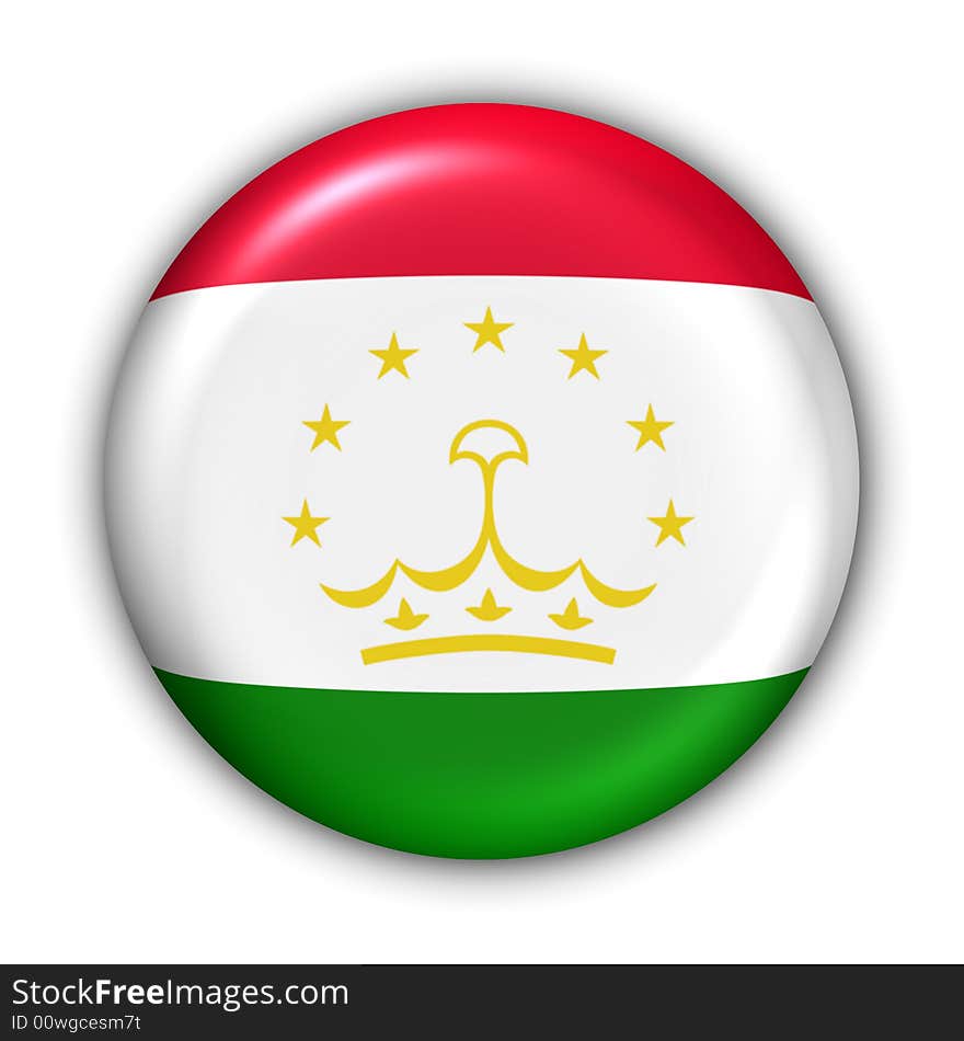 World Flag Button Series - Asia - Tajikistan (With Clipping Path). World Flag Button Series - Asia - Tajikistan (With Clipping Path)