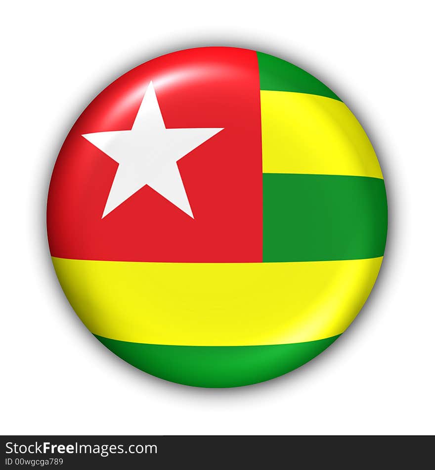 World Flag Button Series - Africa - Togo (With Clipping Path). World Flag Button Series - Africa - Togo (With Clipping Path)