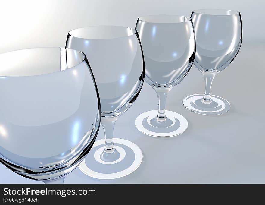 Some clean empty wine glasses. Some clean empty wine glasses