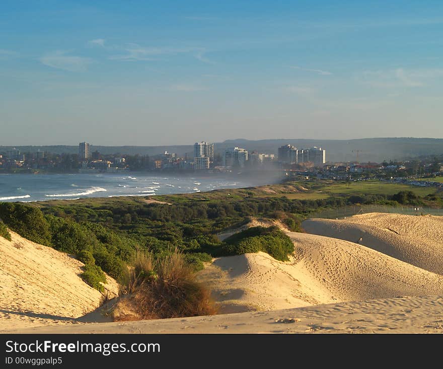 Sand dunes and Cronulla beach, Sydney, Australia