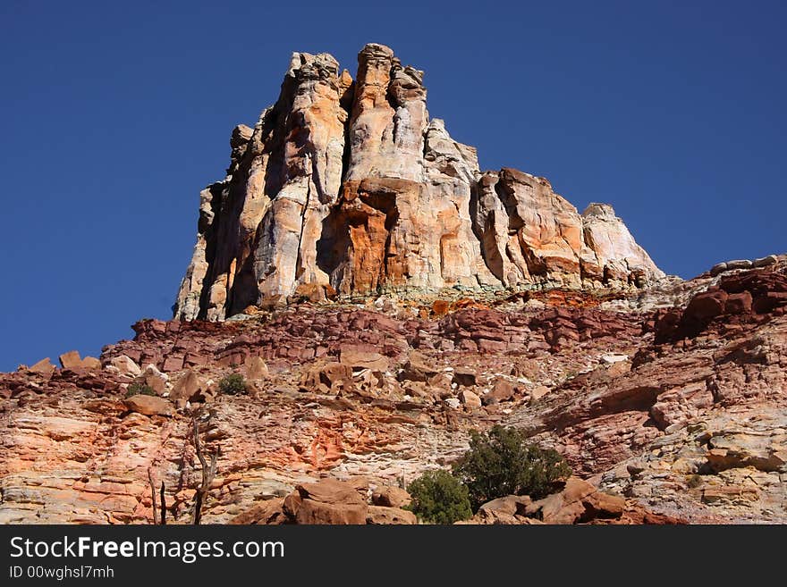 View of the red rock formations in San Rafael Swell with blue sky�s. View of the red rock formations in San Rafael Swell with blue sky�s