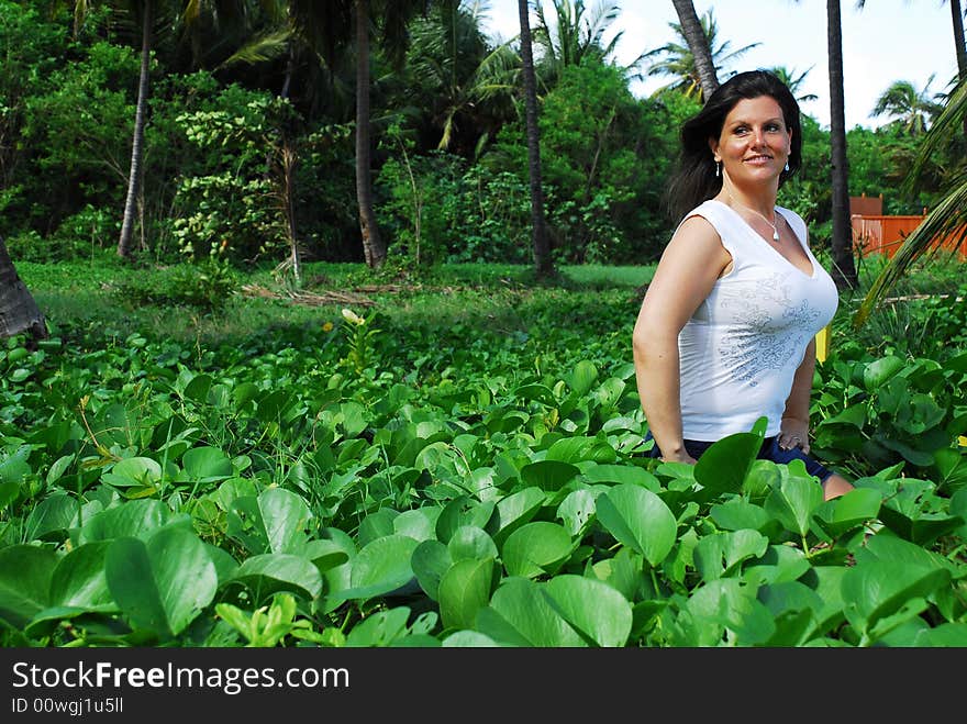 Beautiful woman posing in the tropical forest of the Dominican Republic. Beautiful woman posing in the tropical forest of the Dominican Republic