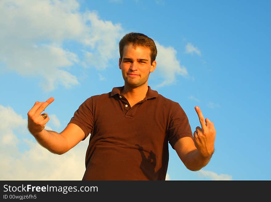 Man Showing Middle Fingers