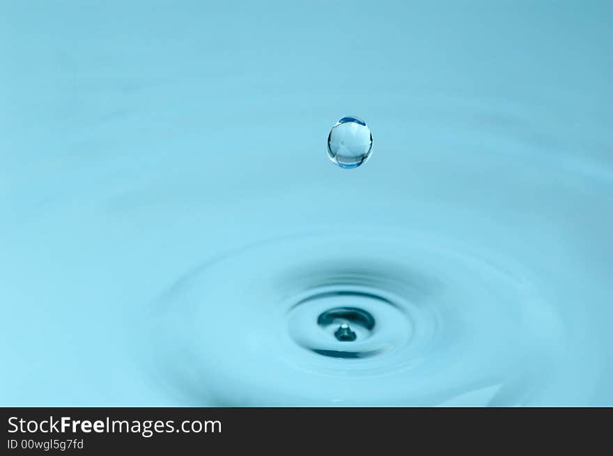 Isolated water drop with ripples on the surface