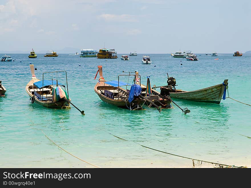 Many different boats near Phi Phi Don island, Thailand