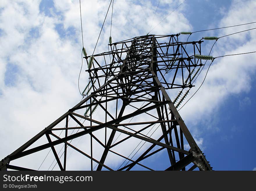 Energy tower on blue sky. Energy tower on blue sky