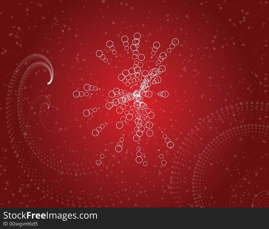 Abstract red background including circles as rays and circles as waves