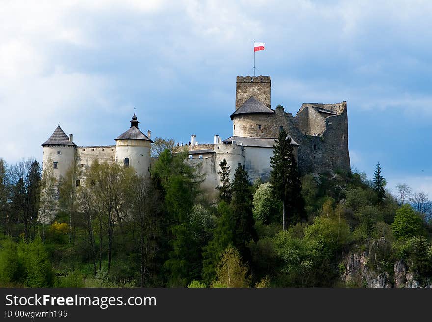 Old castel on hill near too lake in Niedzica city. Old castel on hill near too lake in Niedzica city