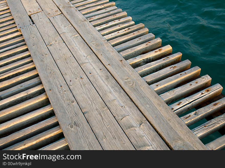 Wooden footbridge in a sea