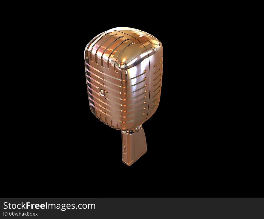 Isolated golden Classic microphone with white background