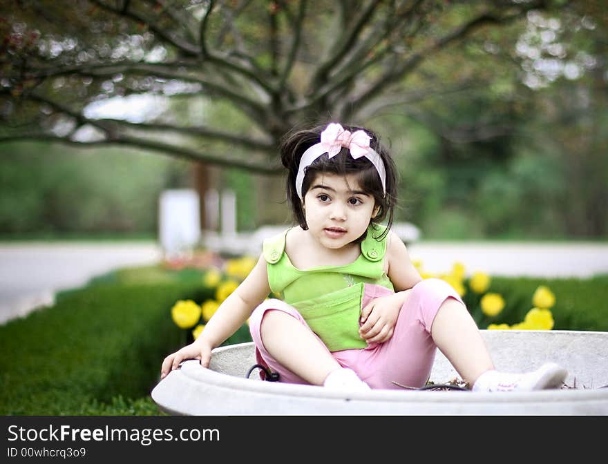 My daughter in flower field (San Antonio botanical garden). My daughter in flower field (San Antonio botanical garden)