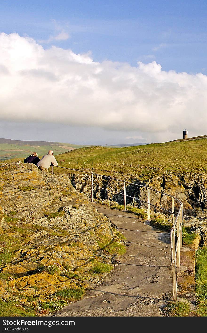 Couple admiring landscape