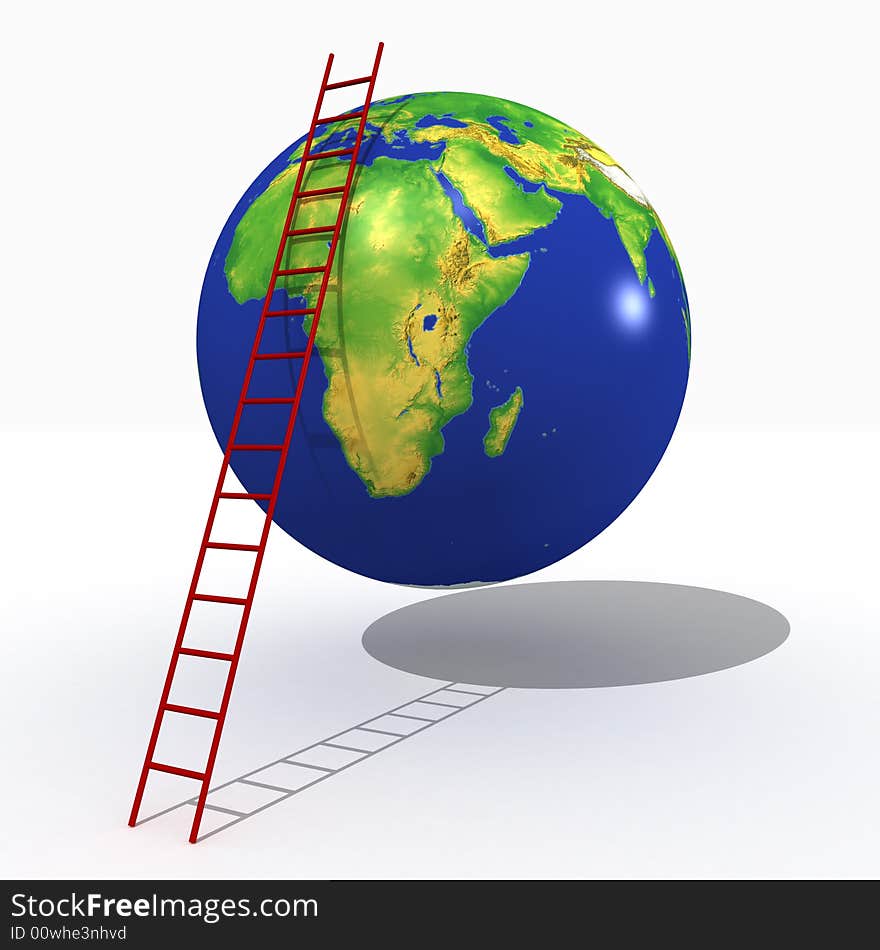 3-d model of a planet and the put ladder. 3-d model of a planet and the put ladder