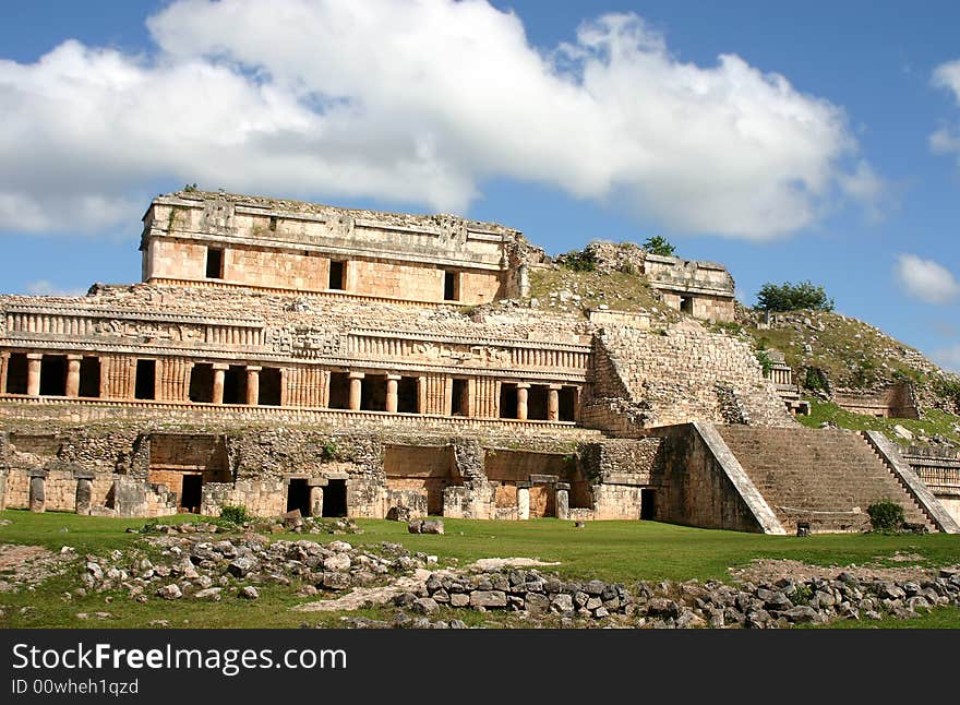 Mexican ruins of maya civilization over blue sky. Mexican ruins of maya civilization over blue sky