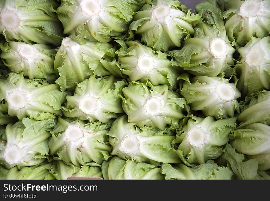 Stack of roman lettuce in the market. Stack of roman lettuce in the market