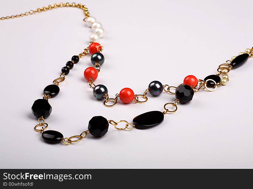 A necklace on white background